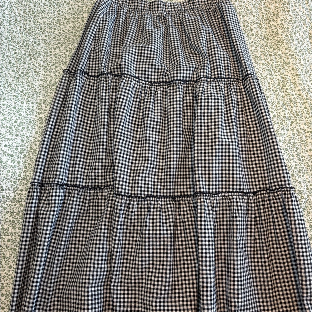 Dry Goods Black and White gingham  Midi Skirt